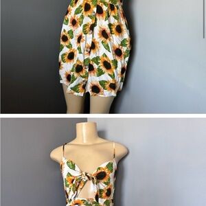 Mimi Chica Bohemian/festival, sunflower button front Tie bust Dress Medium
